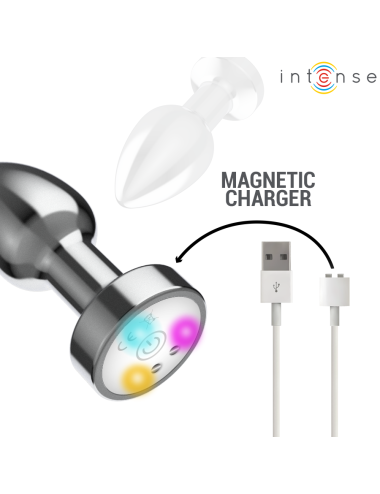 INTENSE - PLUG ANAL VIBRANT EN MÉTAL AVEC LUMIÈRES LED ET TÉLÉCOMMANDE - TAILLE S