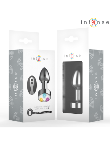 INTENSE - PLUG ANAL VIBRANT EN MÉTAL AVEC LUMIÈRES LED ET TÉLÉCOMMANDE - TAILLE S