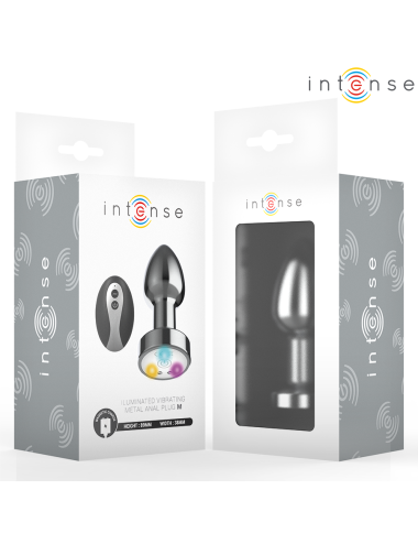 INTENSE - PLUG ANAL VIBRANT EN MÉTAL AVEC LUMIÈRES LED ET TÉLÉCOMMANDE - TAILLE M