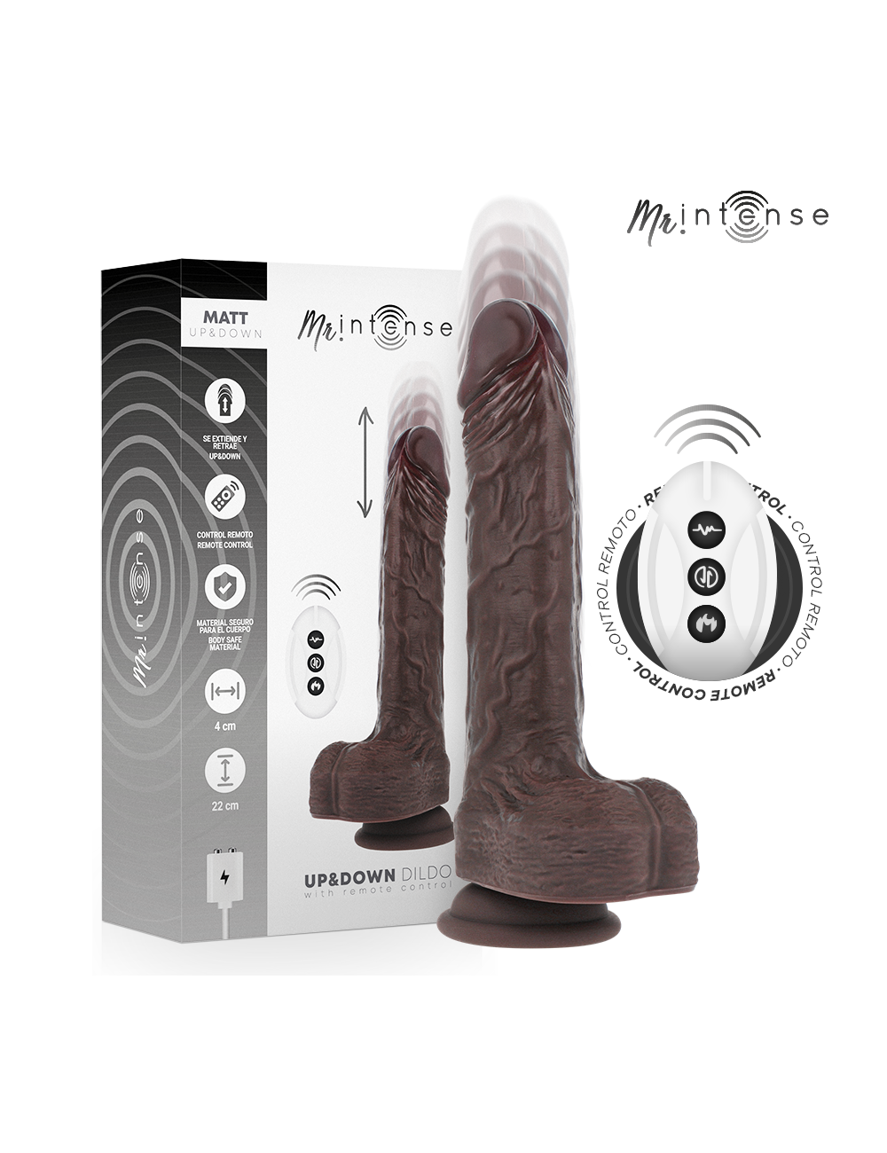 MR INTENSE - MATT RÉALISTE MULTIFONCTION AVEC VIBRATION HAUT ET BAS ET TÉLÉCOMMANDE 22 CM -O- 4 CM