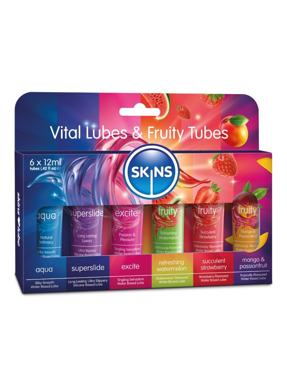 KIT DE LUBRIFIANTS VITAL & FRUITY POUR LA PEAU - 6 x 12 ML