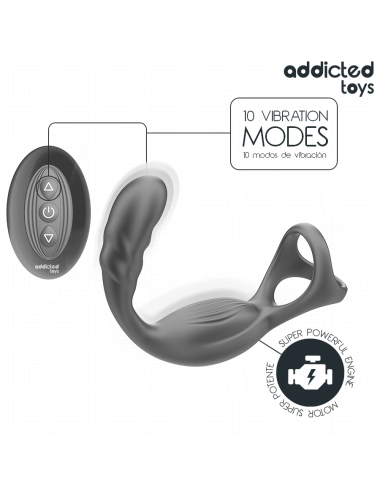 ADDICTED TOYS - ANNEAU PÉNIS PROSTATIQUE DOUBLE AVEC TÉLÉCOMMANDE