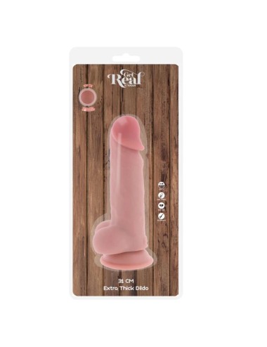 GET REAL - PÉNIS RÉALISTE DE LUXE AVEC TESTICULES EXTRA ÉPAIS DE 31 CM