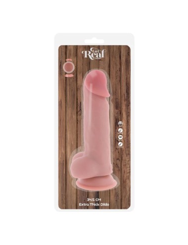GET REAL - PÉNIS RÉALISTE DE LUXE AVEC TESTICULES EXTRA ÉPAIS DE 34,5 CM