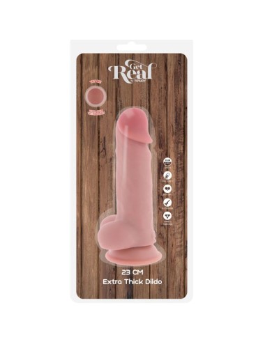 GET REAL - PÉNIS RÉALISTE DE LUXE AVEC TESTICULES EXTRA ÉPAIS DE 23 CM