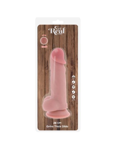 GET REAL - PÉNIS RÉALISTE DE LUXE AVEC TESTICULES EXTRA ÉPAIS DE 28 CM
