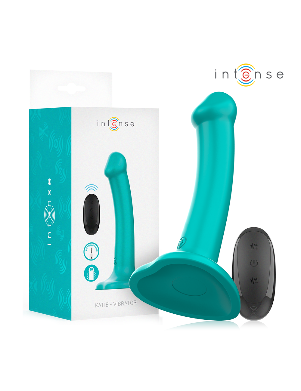 INTENSE - KATIE VIBRATEUR AVEC VENTOUSE 10 VIBRATIONS TÉLÉCOMMANDE BLEUE