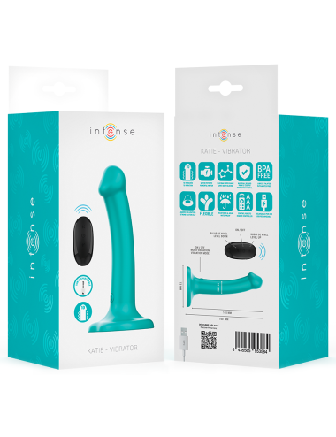 INTENSE - KATIE VIBRATEUR AVEC VENTOUSE 10 VIBRATIONS TÉLÉCOMMANDE BLEUE