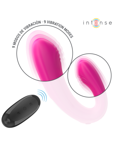 INTENSE - JANET DOUBLE STIMULATEUR ET VIBRATEUR EN U AVEC TÉLÉCOMMANDE ROSE