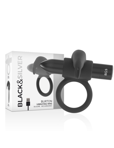 BLACK&SILVER - BURTON RING 10 MODES DE VIBRATION NOIR