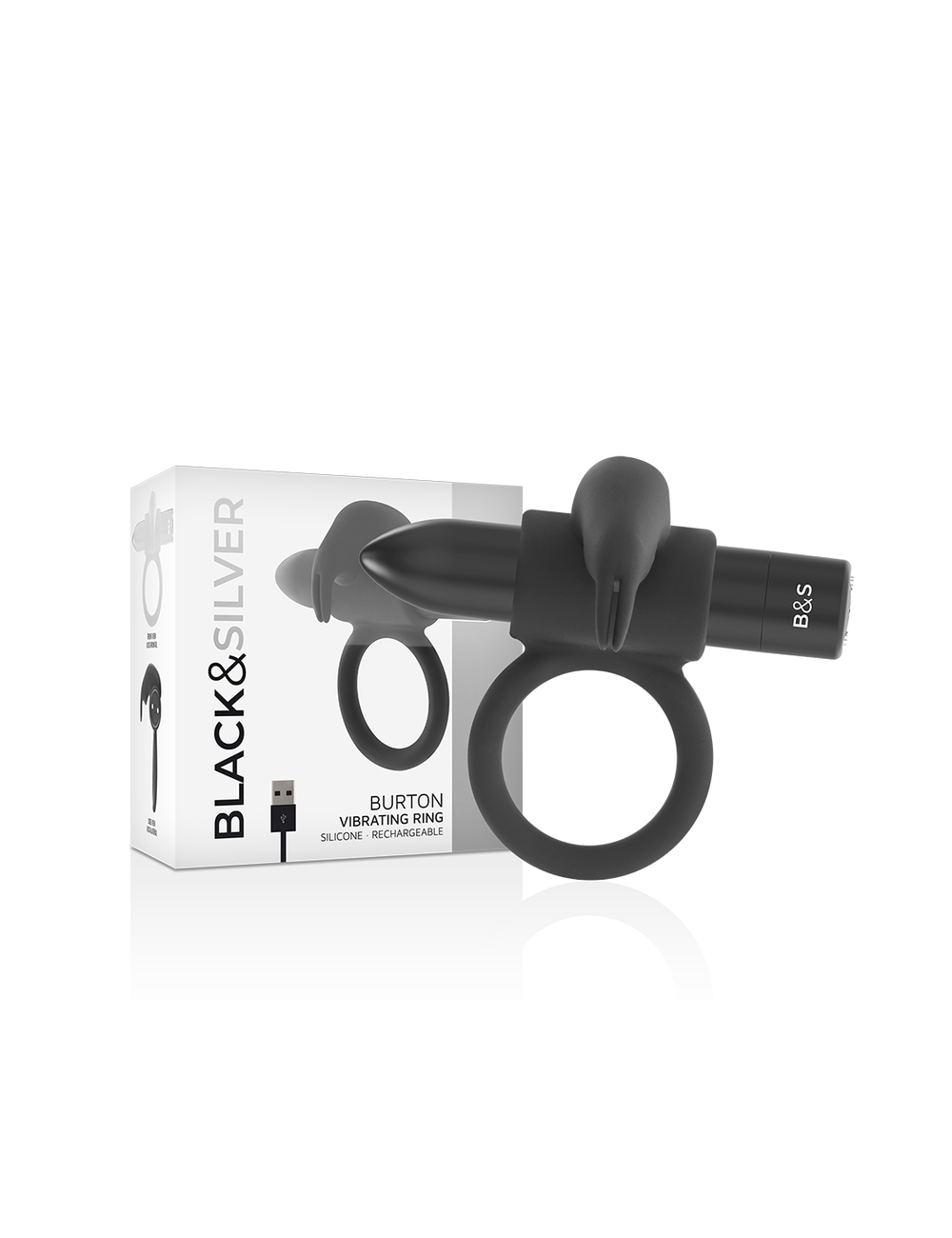 BLACK&SILVER - BURTON RING 10 MODES DE VIBRATION NOIR