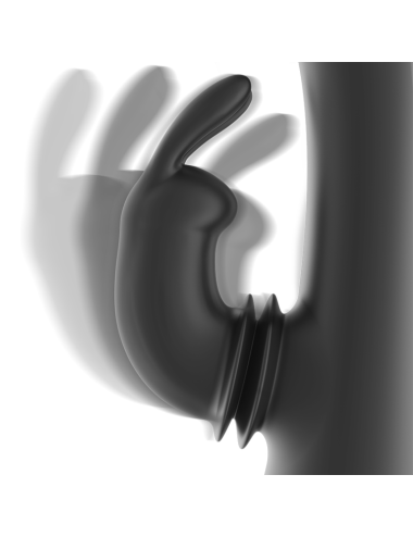 BLACK&SILVER - DJ. STIMULATEUR DE LAPIN RECHARGEABLE EN SILICONE ADAM NOIR