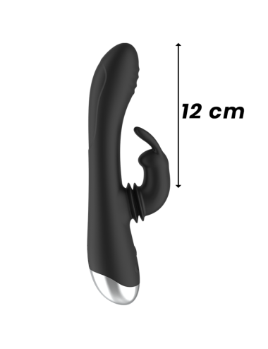 BLACK&SILVER - DJ. STIMULATEUR DE LAPIN RECHARGEABLE EN SILICONE ADAM NOIR