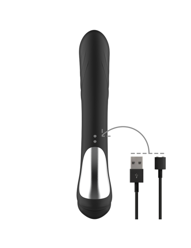 BLACK&SILVER - STIMULATEUR DE LAPIN EN SILICONE RECHARGEABLE JAMIE NOIR