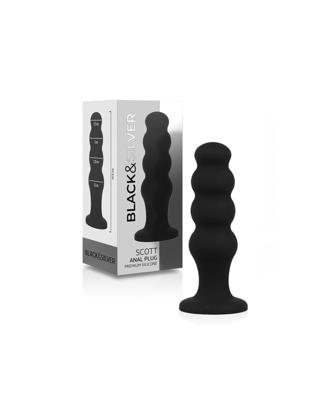 BLACK&SILVER - PLUG ANAL EN SILICONE SCOTT PREMIUM NOIR