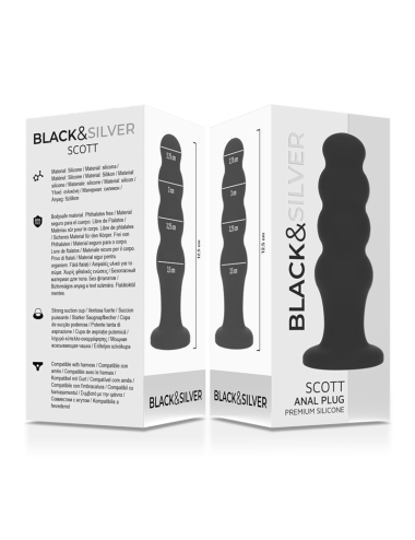 BLACK&SILVER - PLUG ANAL EN SILICONE SCOTT PREMIUM NOIR