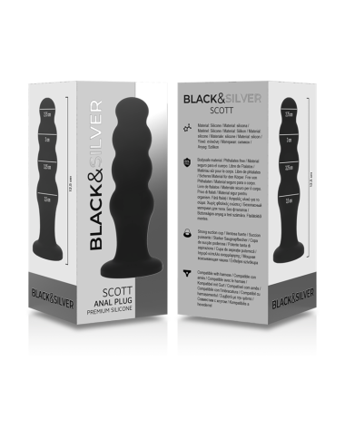 BLACK&SILVER - PLUG ANAL EN SILICONE SCOTT PREMIUM NOIR