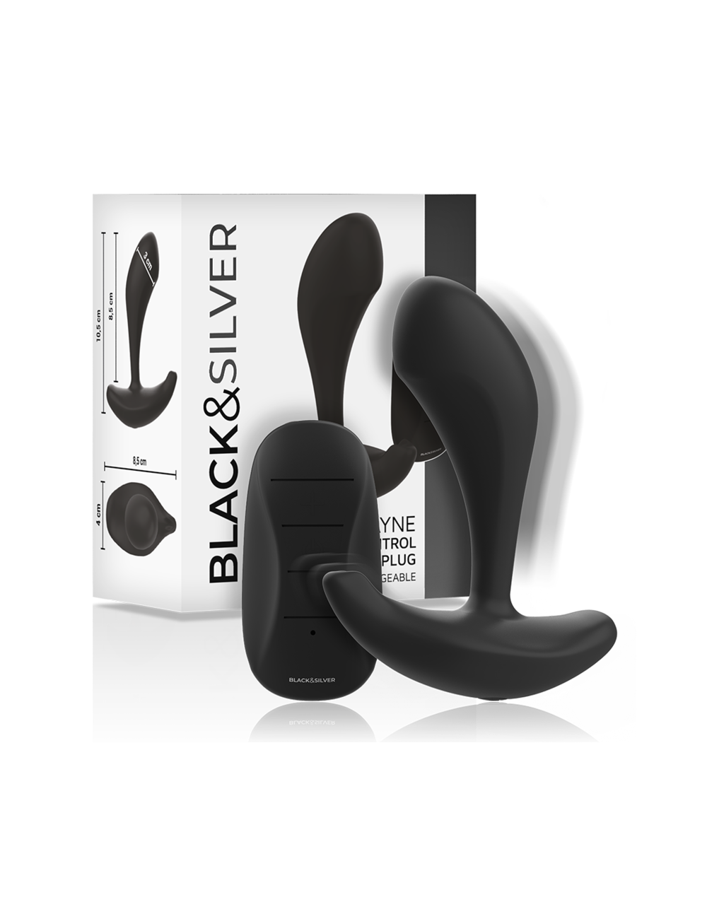BLACK&SILVER - TÉLÉCOMMANDE EN SILICONE POUR PLUG ANAL DWAYNE