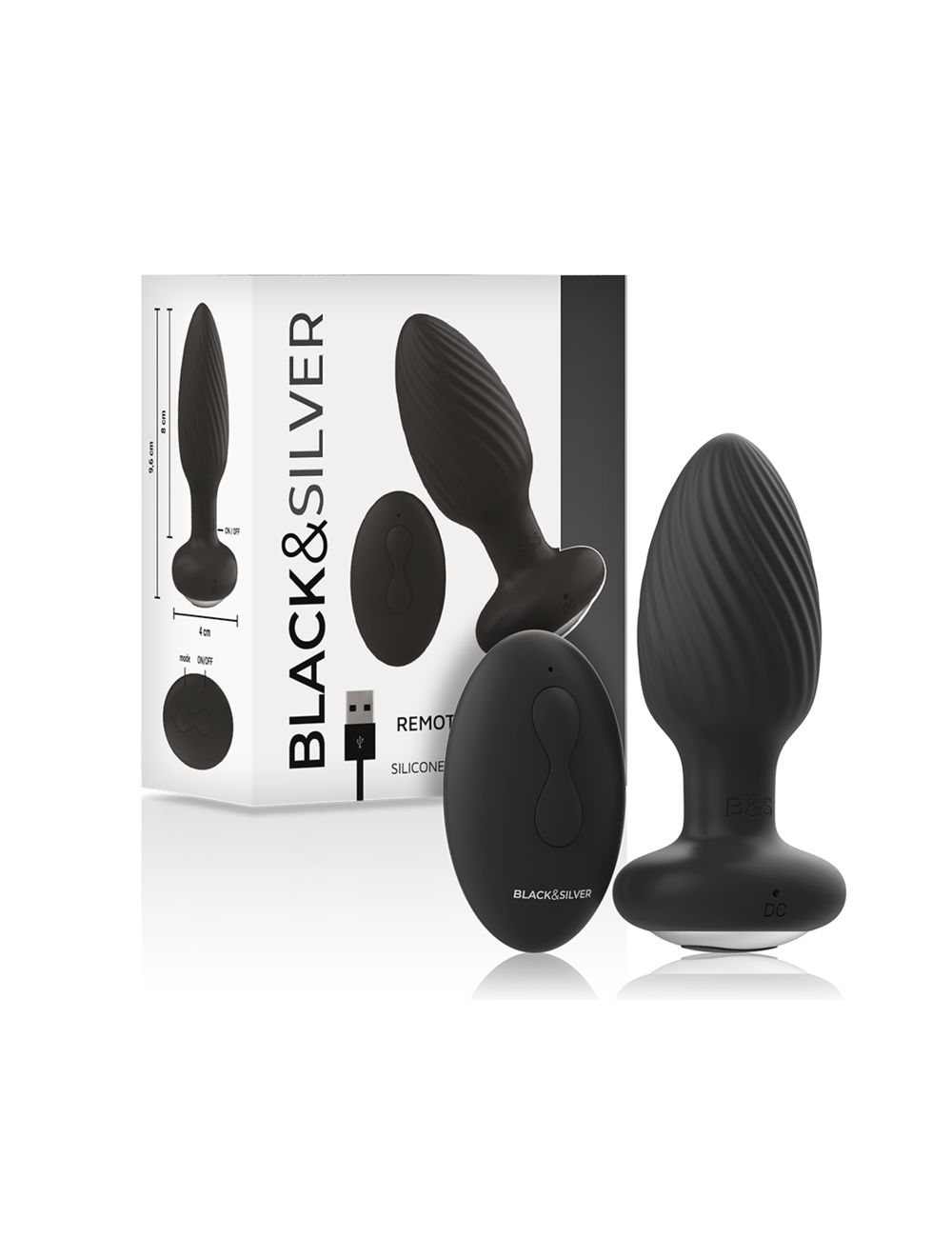 BLACK&SILVER - TÉLÉCOMMANDE DU ROTATEUR ANAL EN SILICONE WELLS PLUG