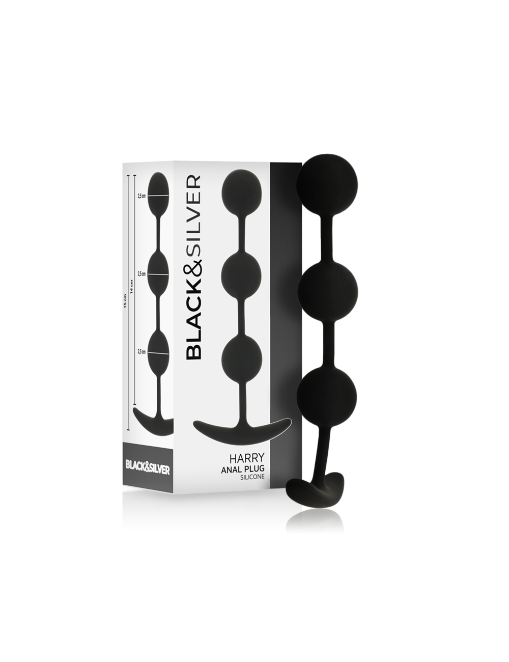 BLACK&SILVER - CHAPELET ANAL HARRY 3 SPHÈRES EN SILICONE 14 CM