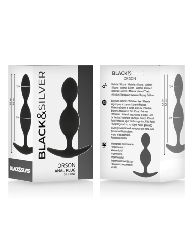 BLACK&SILVER - PLUG ORSON SILICONE 2 ONDES ANAL 9 CM