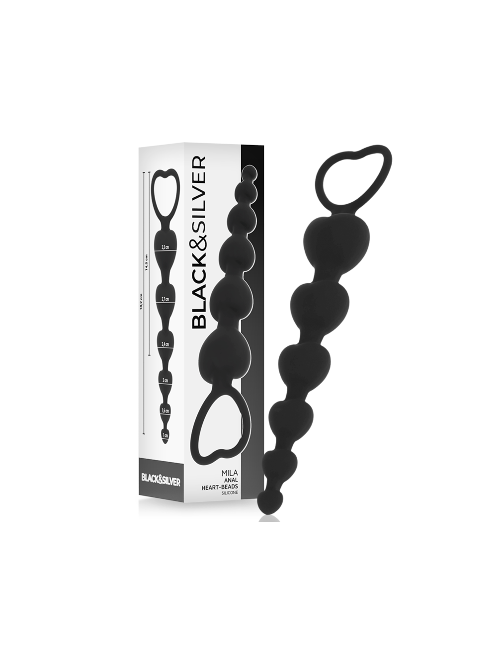 BLACK&SILVER - CHAÎNE DE COEURS ANAL MILA 18 CM