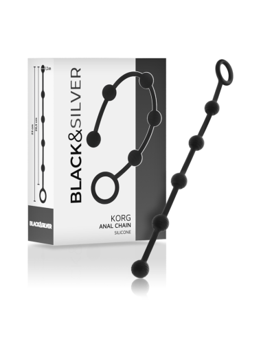 BLACK&SILVER - CHAPELET ANAL KORG SILICONE INITIATION 21 CM