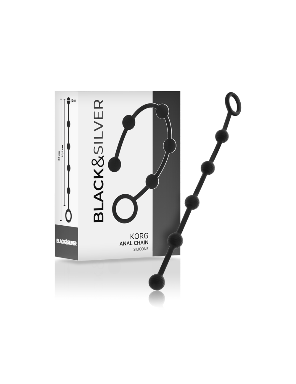 BLACK&SILVER - CHAPELET ANAL KORG SILICONE INITIATION 21 CM