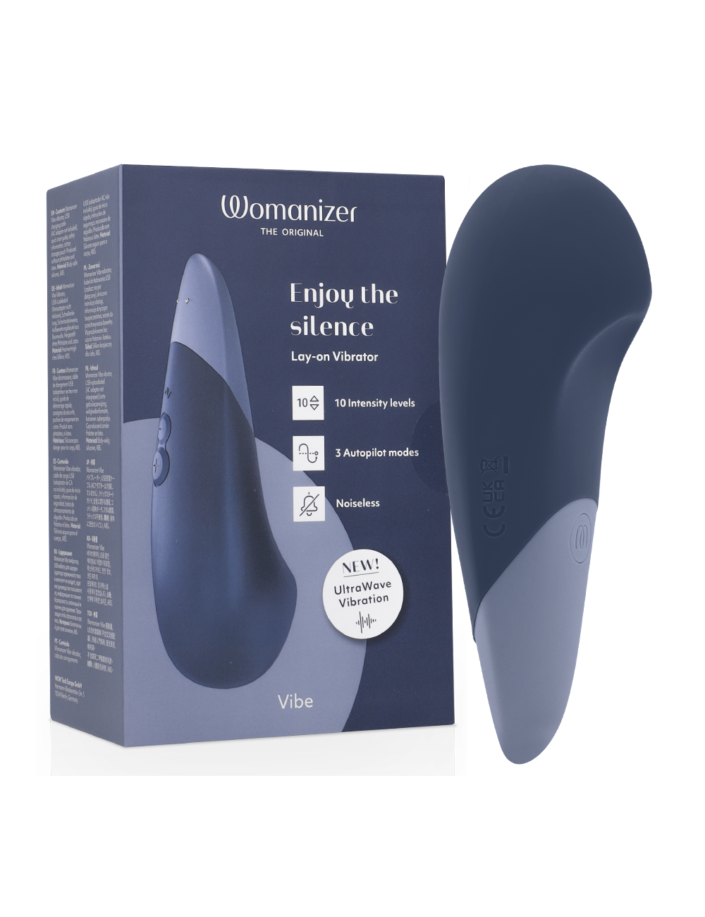 WOMANIZER - VIBE LAY-ON VIBRATEUR SILENCIEUX BLEU FONCÉ