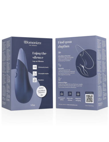 WOMANIZER - VIBE LAY-ON VIBRATEUR SILENCIEUX BLEU FONCÉ