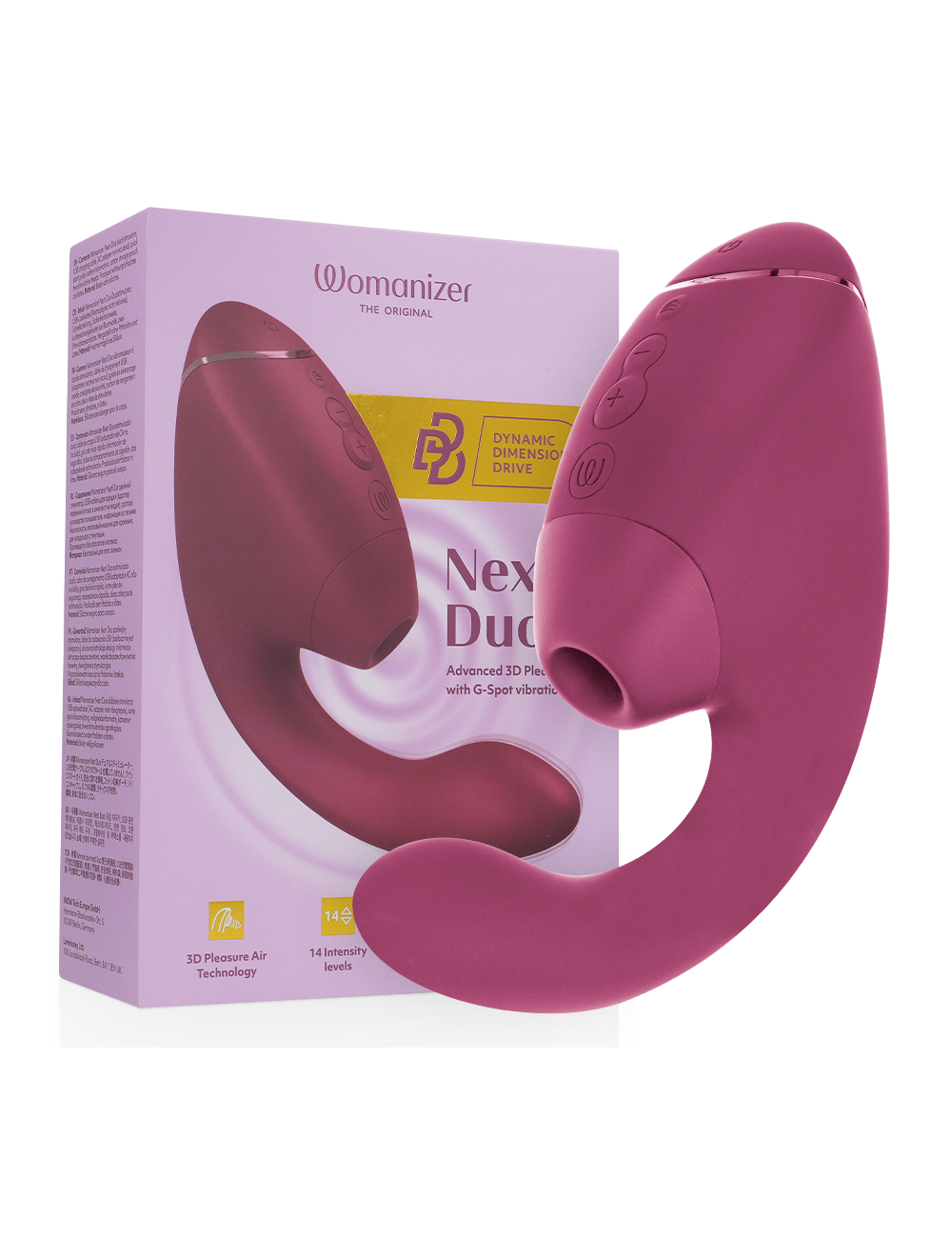 WOMANIZER - DUO NEXT STIMULATEUR CLITORIAL ET DE POINT G DOUBLE ROSE FOYER
