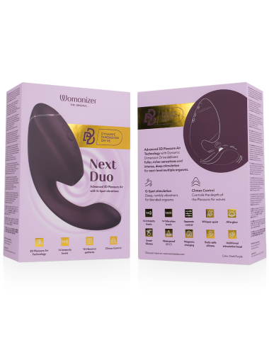 WOMANIZER - DUO NEXT STIMULATEUR CLITORIAL ET DE POINT G DOUBLE VIOLET FONCÉ