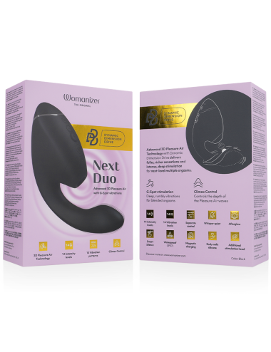 WOMANIZER - DUO NEXT STIMULATEUR CLITORIAL ET DE POINT G DOUBLE NOIR