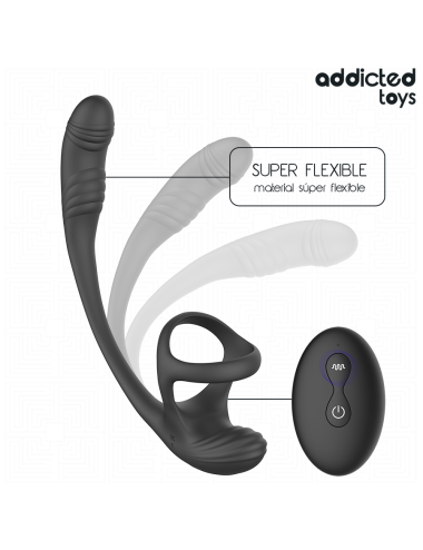 ADDICTED TOYS - PLUG ANAL AVEC VIBRATION, ONDULATION À 360° ET STIMULATEUR DE TESTICULES