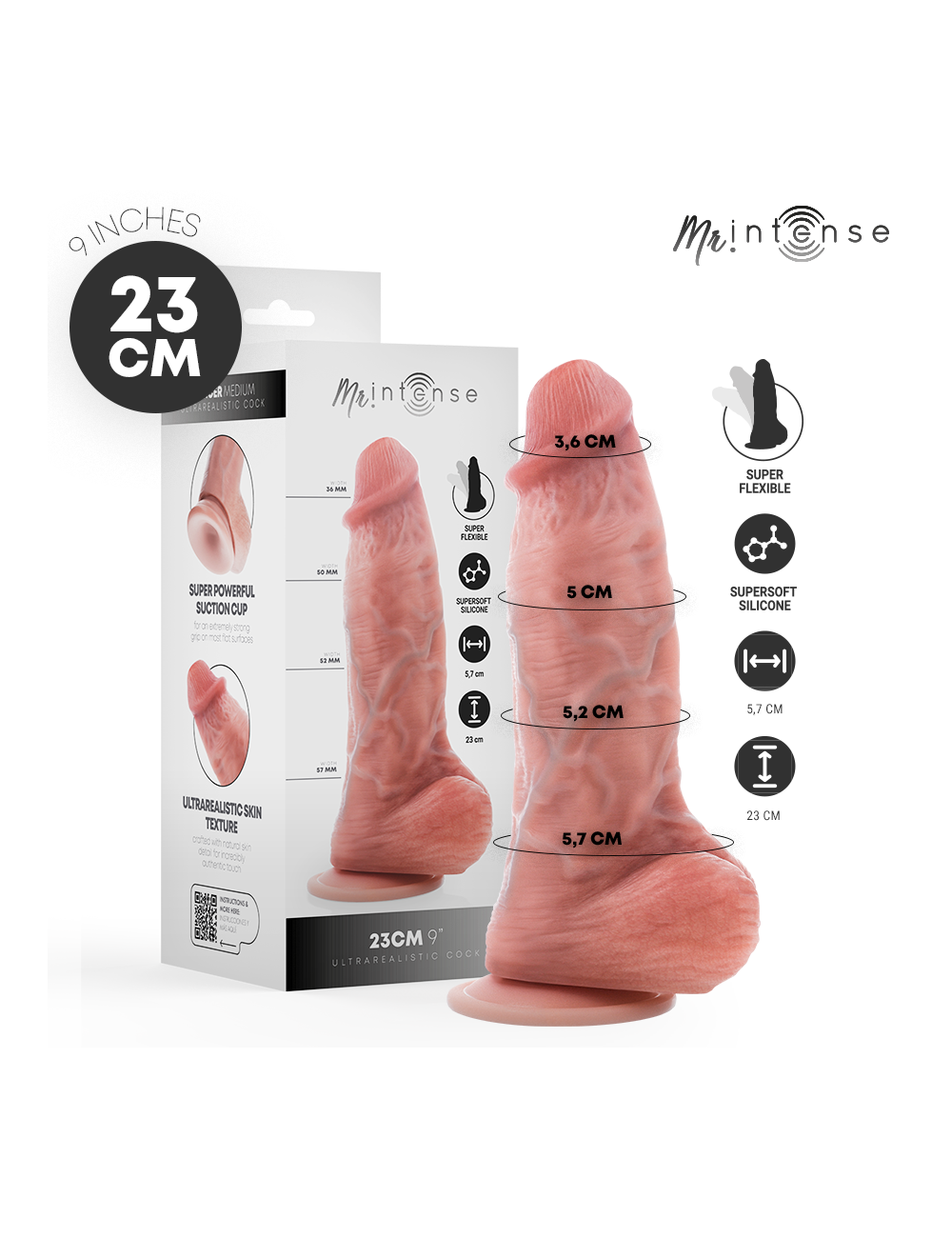 MR INTENSE - GODEMICHET EN SILICONE SPENCER MOYEN 23 CM -Ø- 5