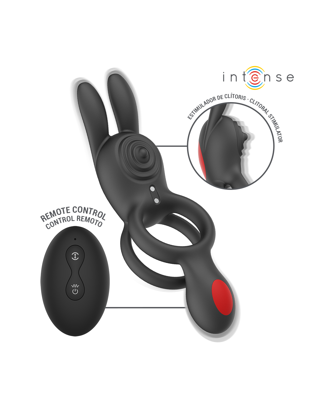 INTENSE - QUINN DOUBLE VIBRATION ANNEAU AVEC TÉLÉCOMMANDE