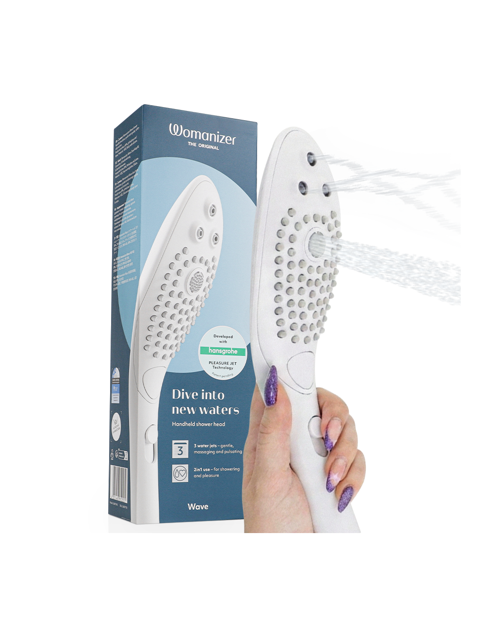 WOMANIZER - POMMEAU DE DOUCHE STIMULANT CLITORIAL WAVE BLANC
