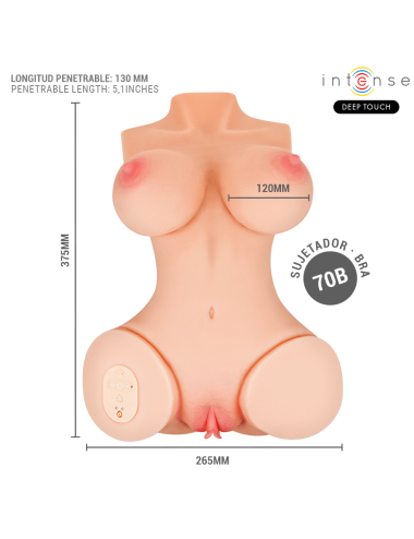 INTENSE DEEP TOUCH - VERO TORSE, ANUS ET VAGIN AVEC SUCCION, CHALEUR, VIBRATION ET EFFETS VOCAUX AVEC TÉLÉCOMMANDE 5,5 KG