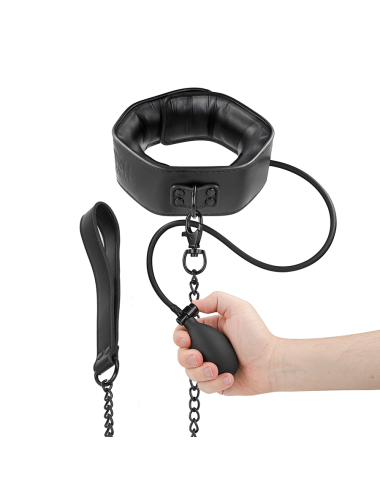 FETISH SUBMISSIVE BONDAGE - COLLIER D'ÉTRANGLEMENT GONFLABLE AVEC CHAÎNE
