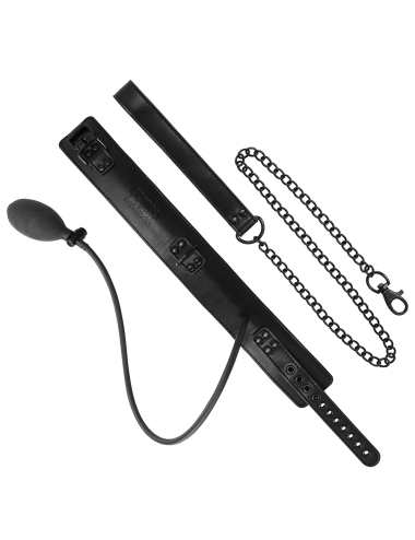 FETISH SUBMISSIVE BONDAGE - COLLIER D'ÉTRANGLEMENT GONFLABLE AVEC CHAÎNE