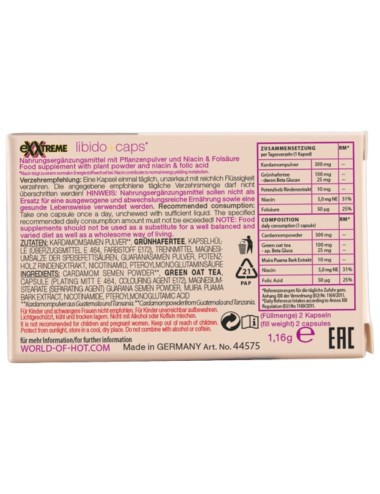 HOT - CAPSULES POUR LIBIDO EXTRÊME FEMME 2 UNITÉS