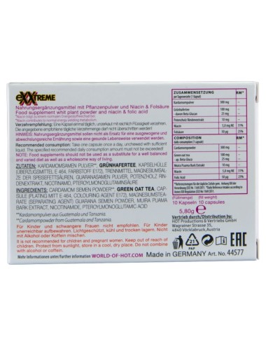 HOT - EXXTREME GÉLULES POUR LIBIDO FEMME 10 UNITÉS