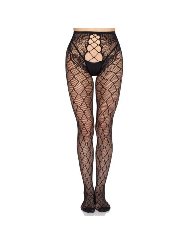 LEG AVENUE - 1966 COLLANTS RÉSILLE AVEC CULOTTE SANS ENTREJAMBE NOIR - TAILLE UNIQUE