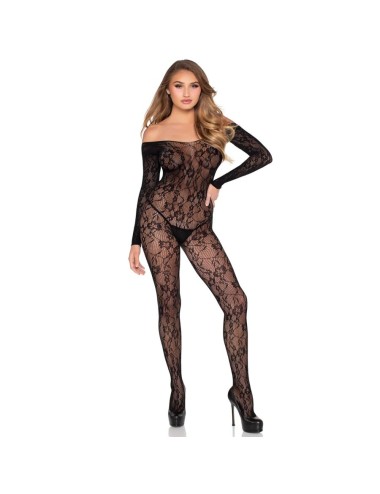 LEG AVENUE - 89366 LINGERIE EN DENTELLE BODYSTOCKING NOIR - TAILLE UNIQUE