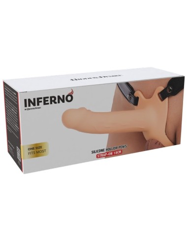 HIDDEN DESIRE - INFERNO MANCHON PÉNIS AVEC STRAP-ON EN SILICONE 18 CM