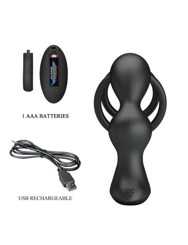 MR PLAY - PLUG ANAL VIBRANT AVEC ANNEAU PÉNIS ET TÉLÉCOMMANDE