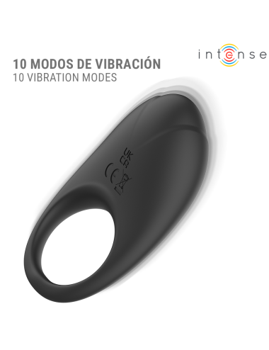 INTENSE - MERLOTTE ANILLO VIBRADOR CON ESTIMULACIÓN DE CLÍTORIS NEGRO