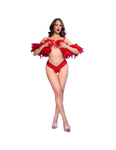 CHILIROSE - CR 4885 STRING ROUGE À ENTREJAMBE OUVERTE S