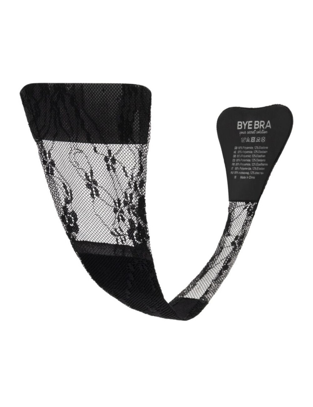 BYE-BRA - TANGA ADHESIVO ENCAJE NEGRO TALLA ÚNICA