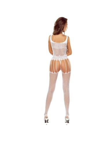 PASSION - BS119 BODYSTOCKING BLANC À FLORAL